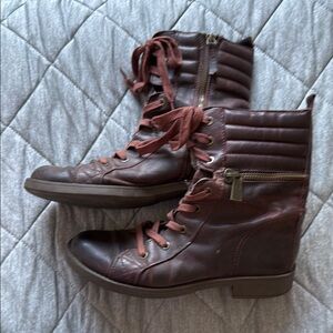 Nine West Women’s Reddish-Brown Leather Ankle Boots